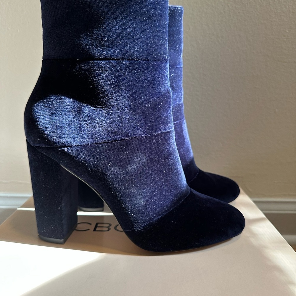 Navy Velvet Ankle Boots